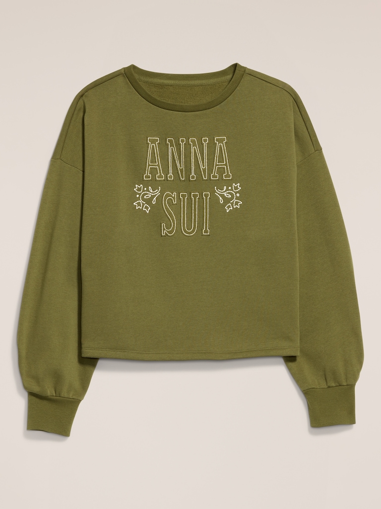 Old Navy x Anna Sui Crew Neck Graphic Fleece Sweatshirt
