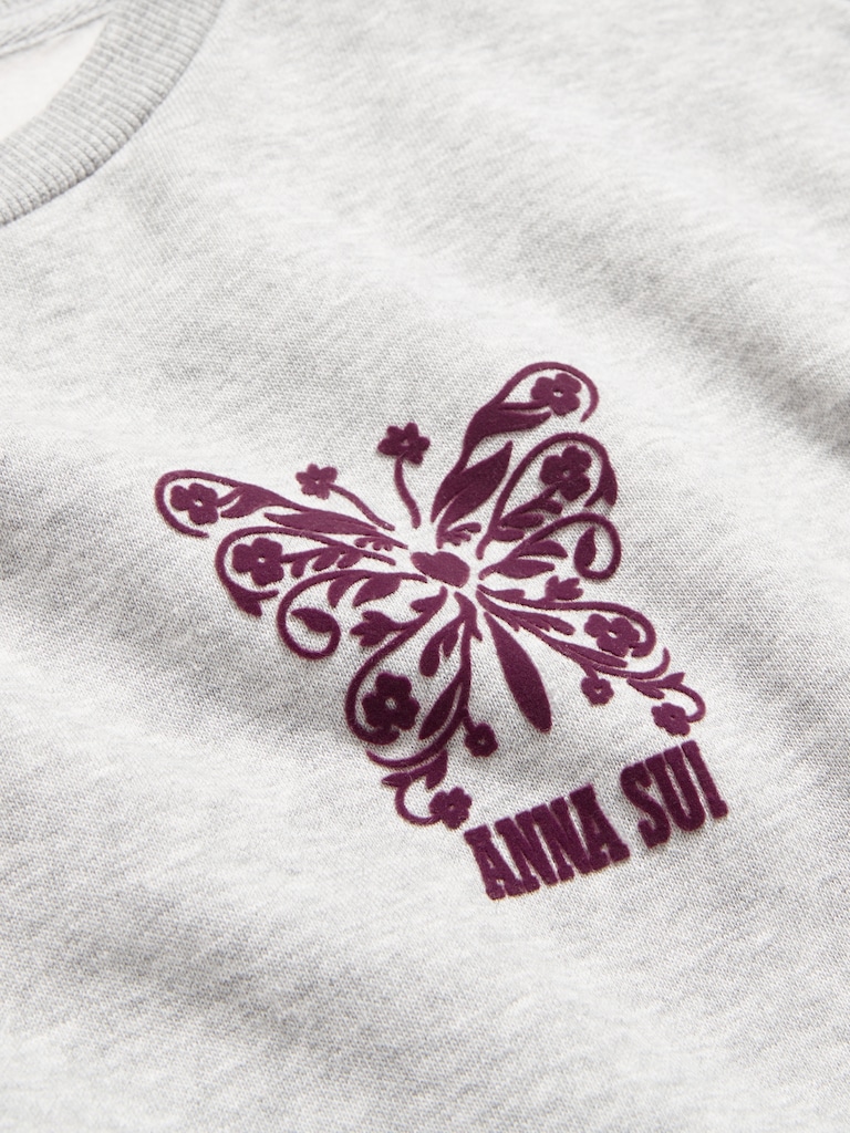 Old Navy x Anna Sui Crew Neck Graphic Fleece Sweatshirt
