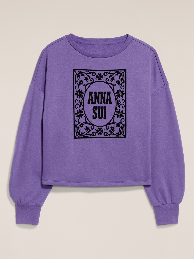 Old Navy x Anna Sui Crew Neck Graphic Fleece Sweatshirt