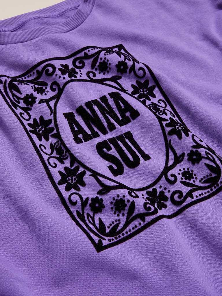 Old Navy x Anna Sui Crew Neck Graphic Fleece Sweatshirt