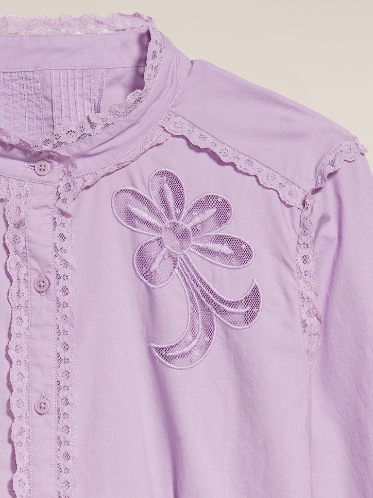 Old Navy x Anna Sui Button-Down Applique Top