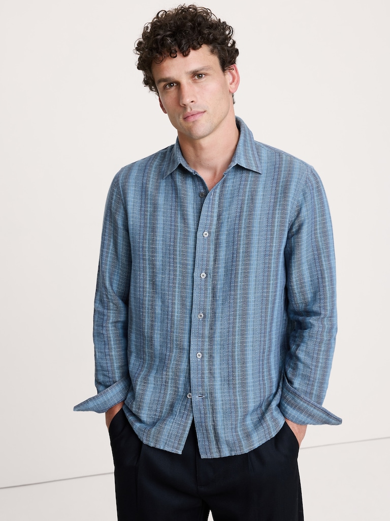 Standard-Fit Linen-Cotton Shirt