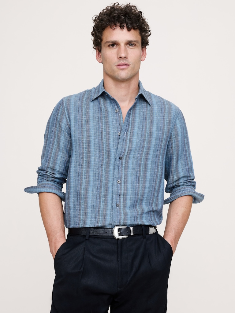 Standard-Fit Linen-Cotton Shirt