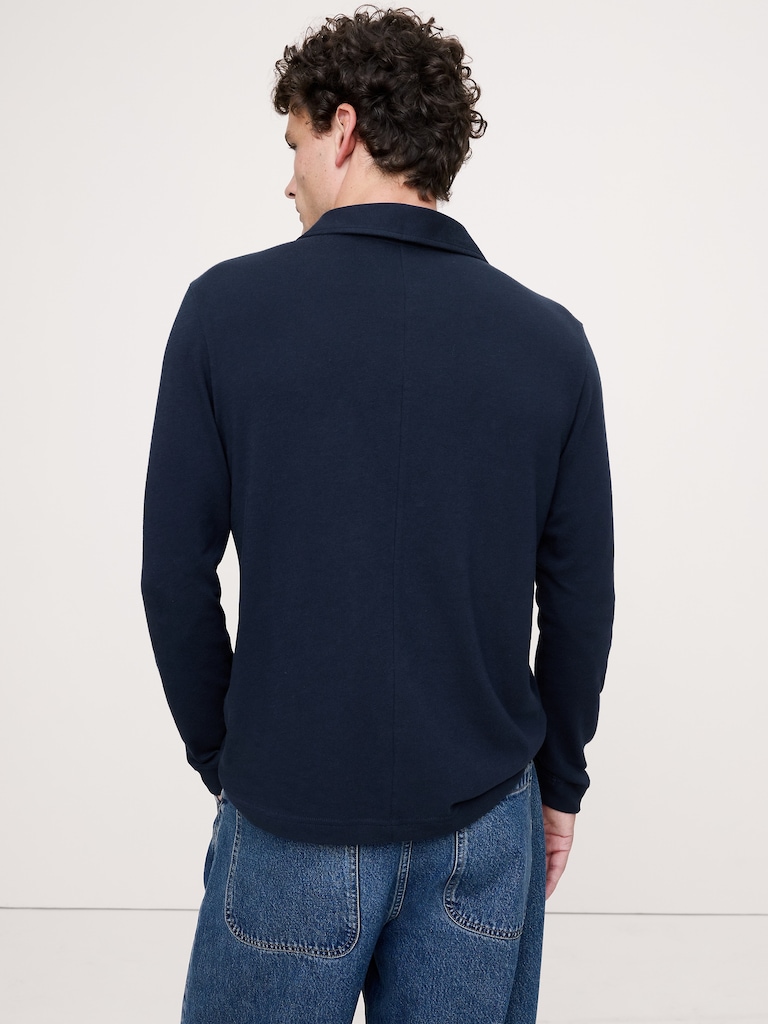 Cotton Jersey Long-Sleeve Polo