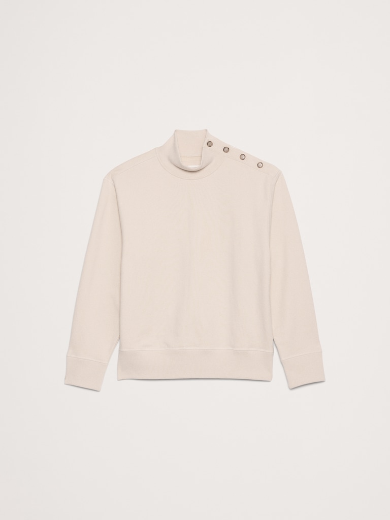 French Terry Button-Shoulder Sweatshirt