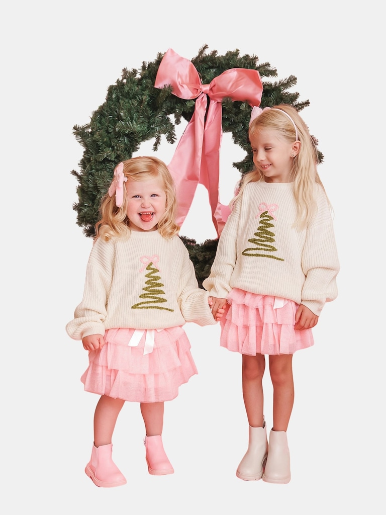 Sweet Wink Coquette Christmas Tree Knit Sweater