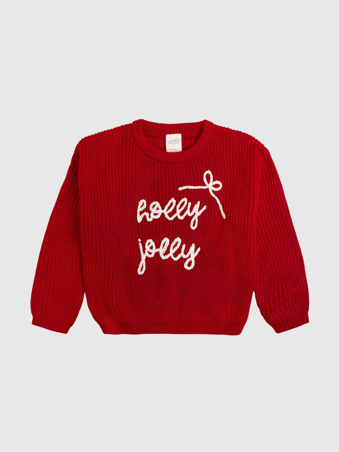 Sweet Wink Holly Jolly Bow Christmas Knit Sweater