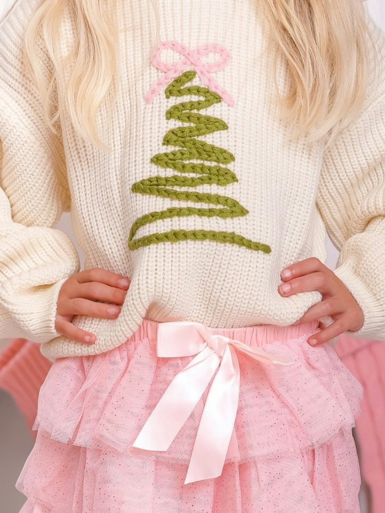 Sweet Wink Coquette Christmas Tree Knit Sweater