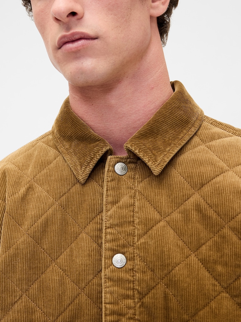 Quilted Corduroy Relaxed Shirt Jacket