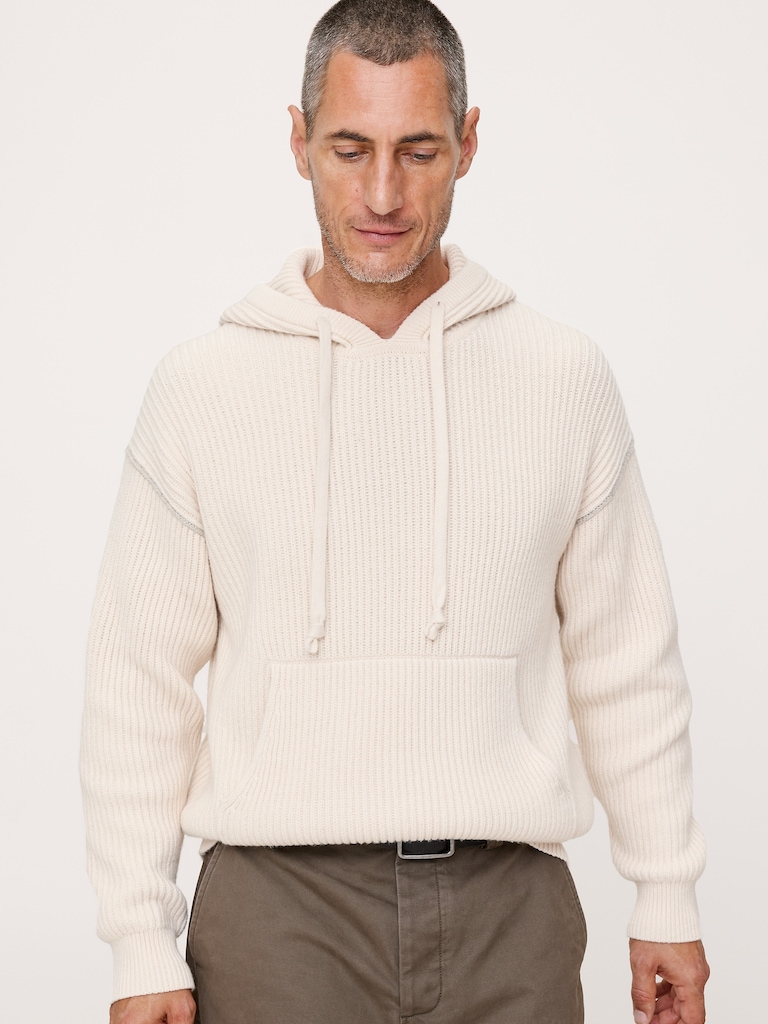 Merino-Cotton Sweater Hoodie