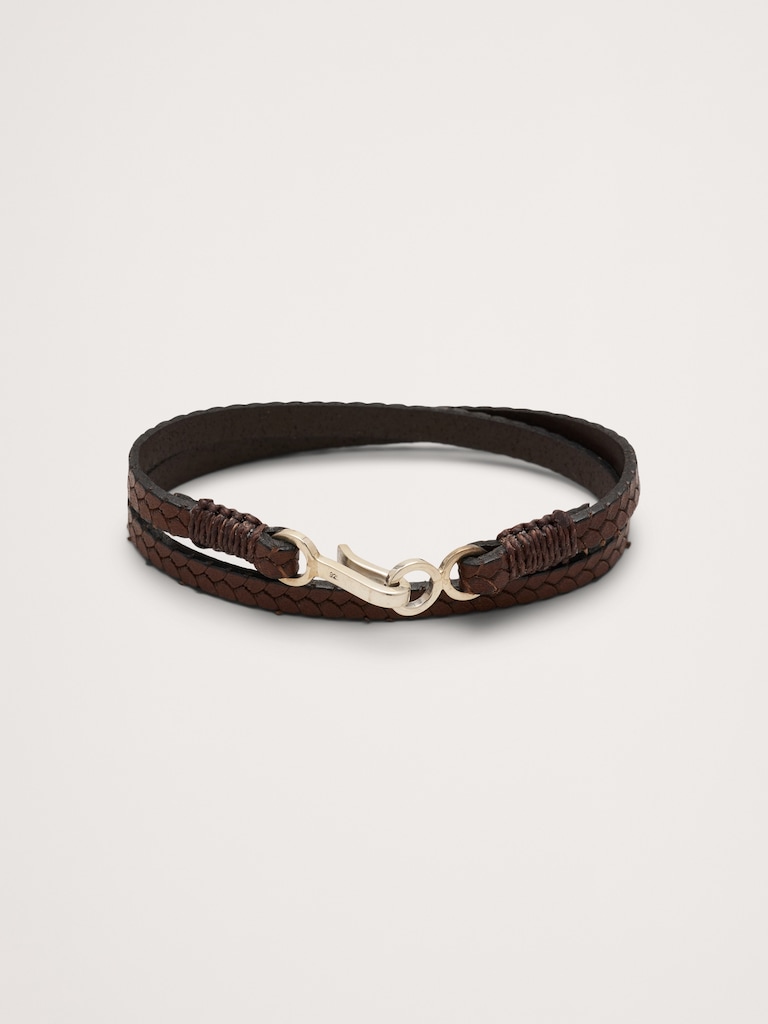 Embossed Leather Double Wrap by Caputo & Co