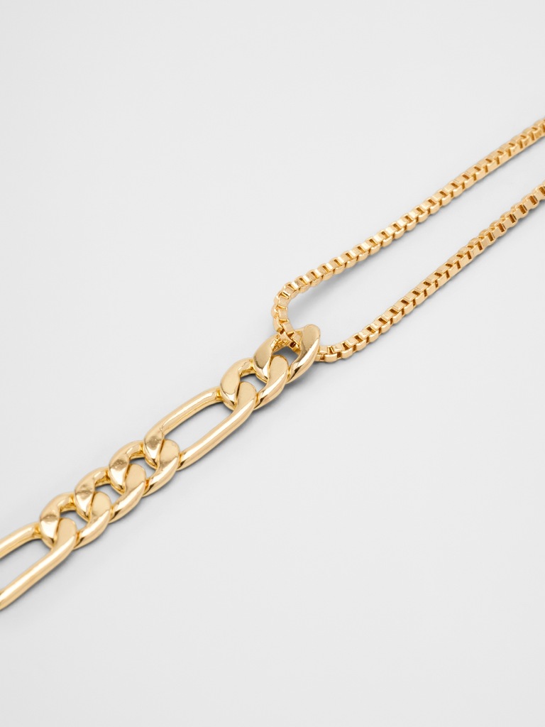 Half Chain Double Box Link Necklace