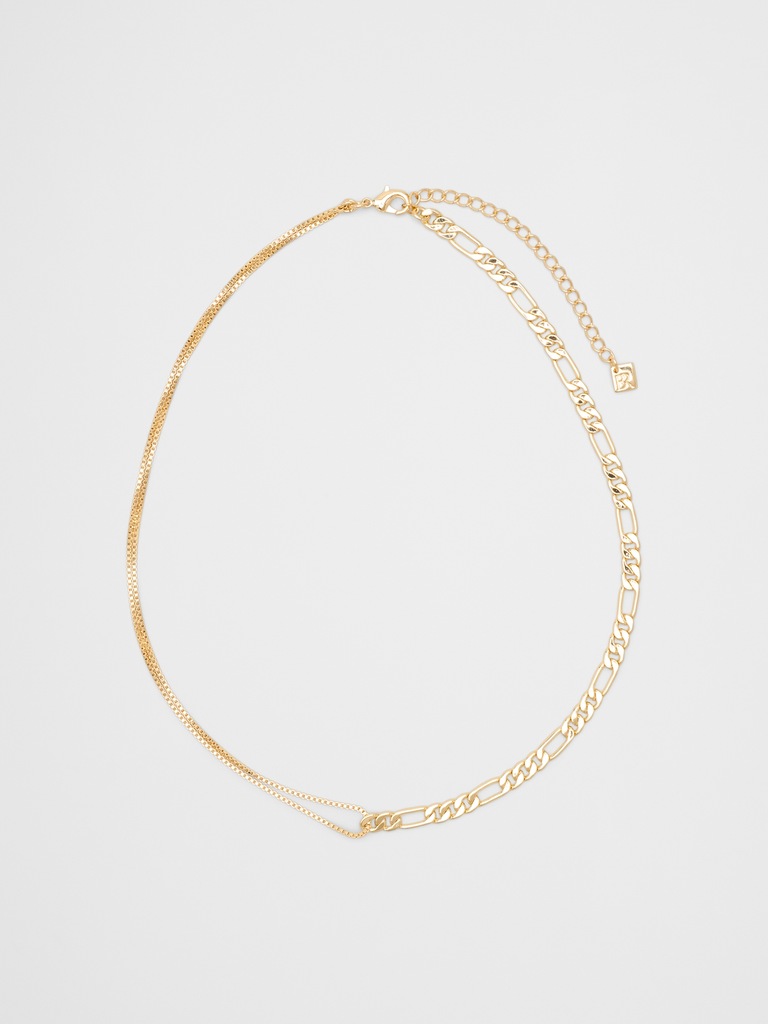 Half Chain Double Box Link Necklace