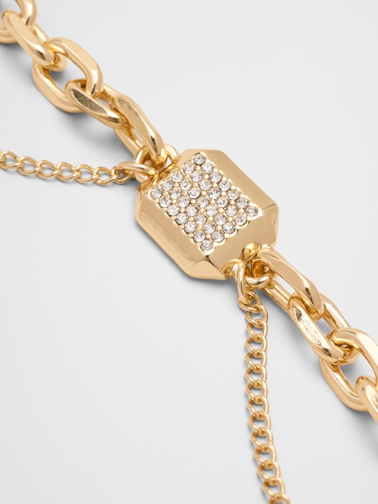 Layered Pave Square Chain Bracelet