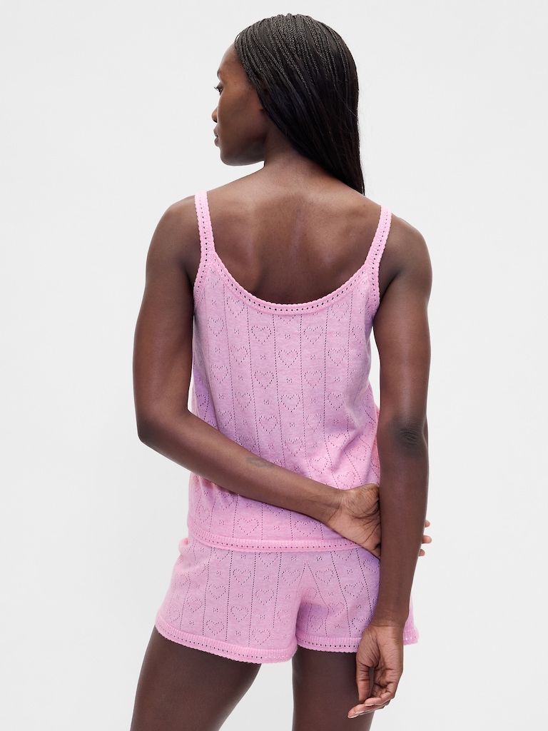 Lightweight CashSoft Pointelle Heart PJ Tank Top