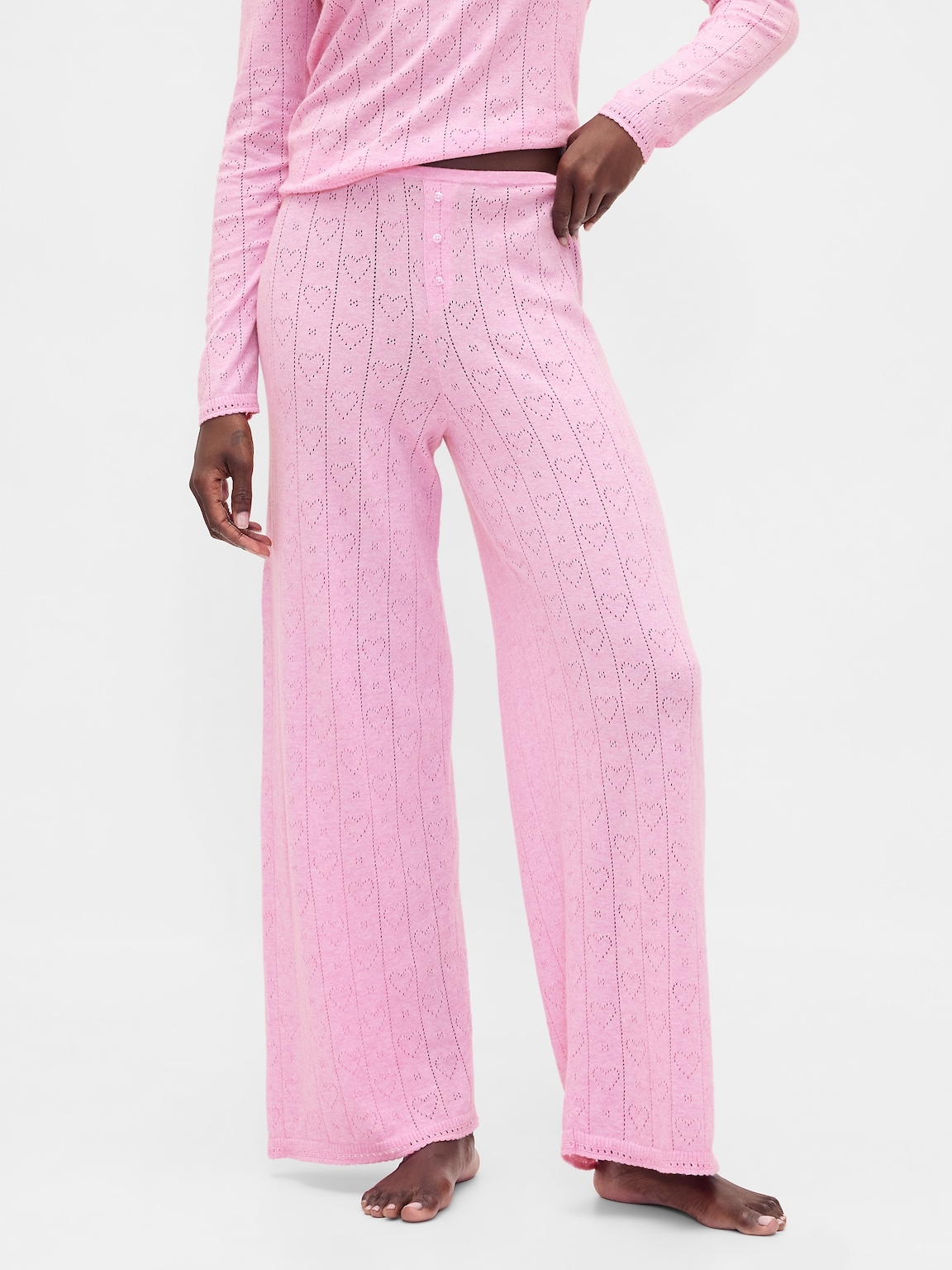 Lightweight CashSoft Pointelle Heart PJ Pants