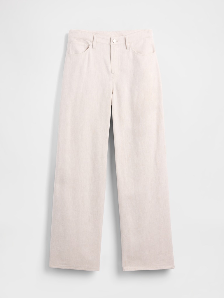 Linen-Cotton Wide-Leg Pants