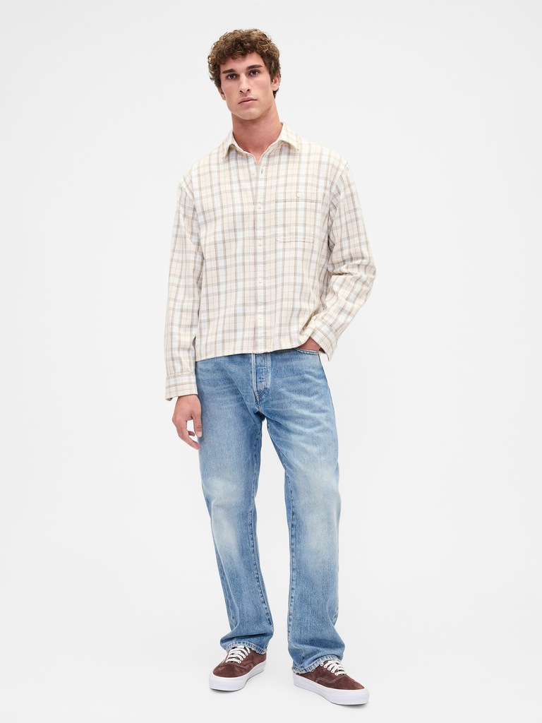 Sunwashed Twill Straight-Hem Shirt