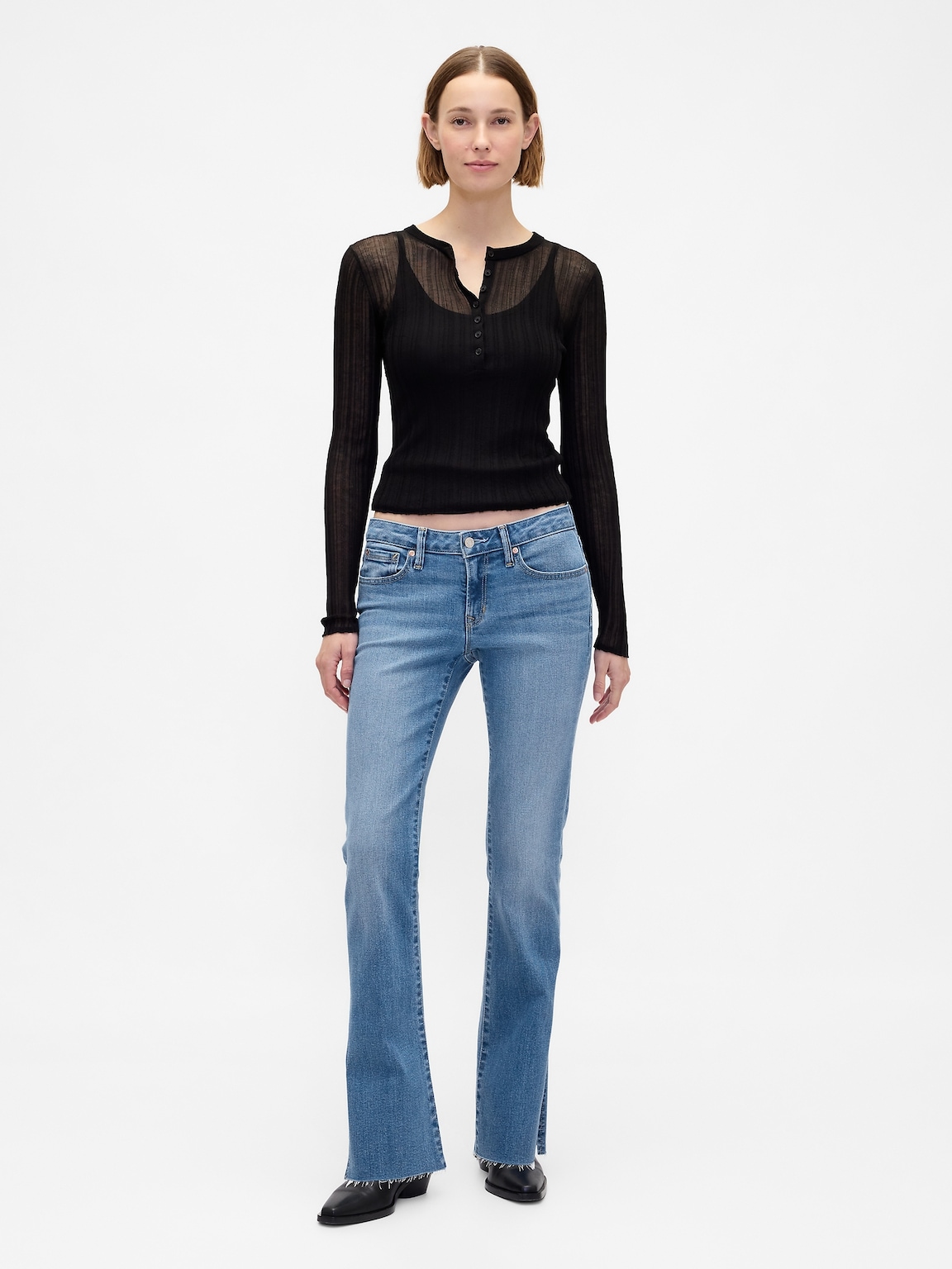 Low Rise Long & Lean Split-Hem Jeans