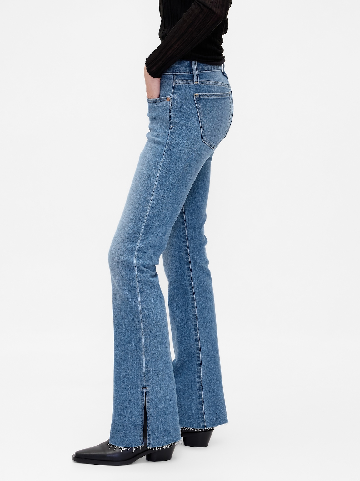 Low Rise Long & Lean Split-Hem Jeans