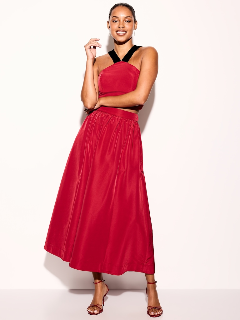The Occasion by Old Navy High-Waisted Taffeta Midi Skirt