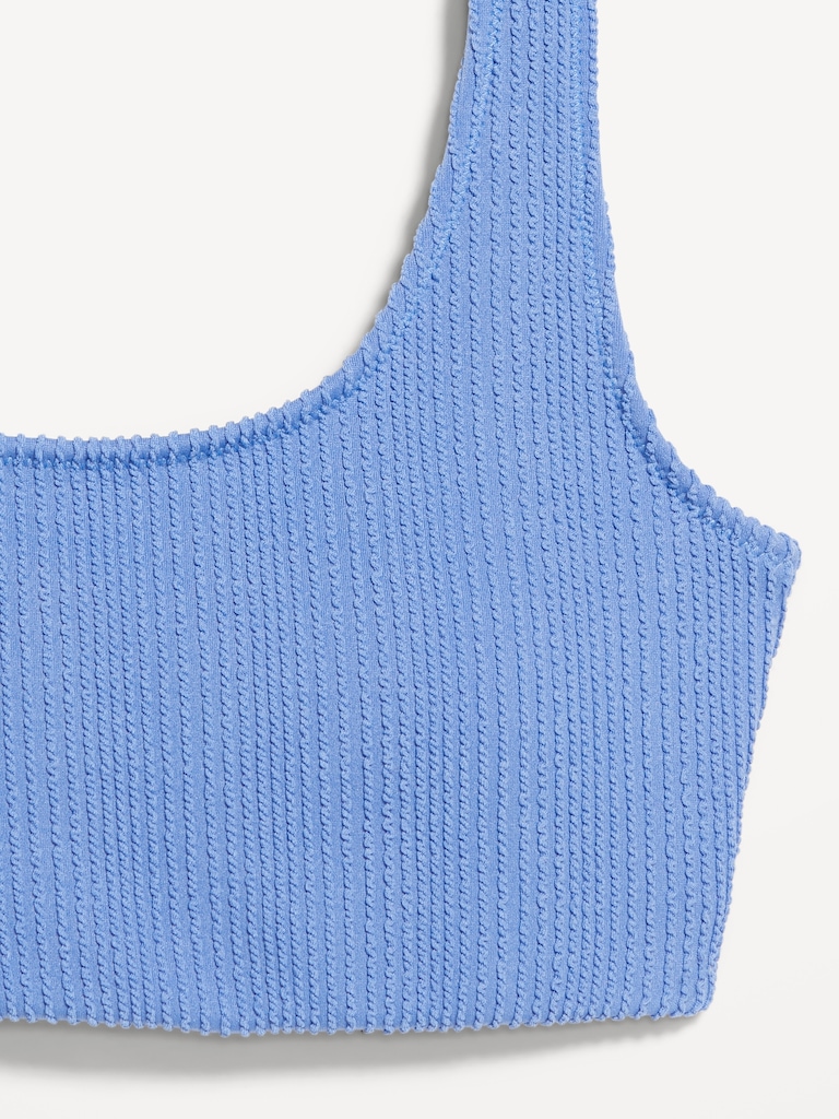 Ribbed Scoop-Neck Swim Top