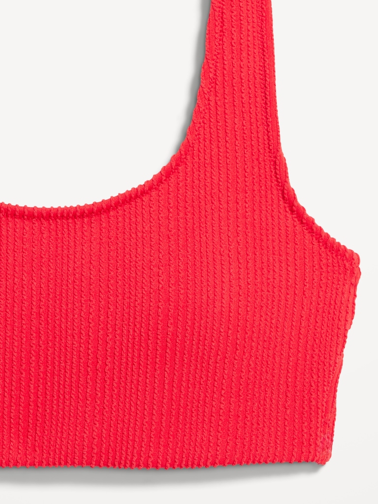 Ribbed Scoop-Neck Swim Top