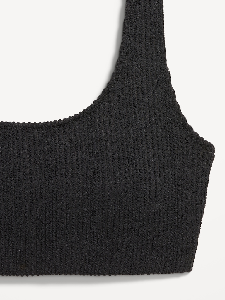 Ribbed Scoop-Neck Swim Top
