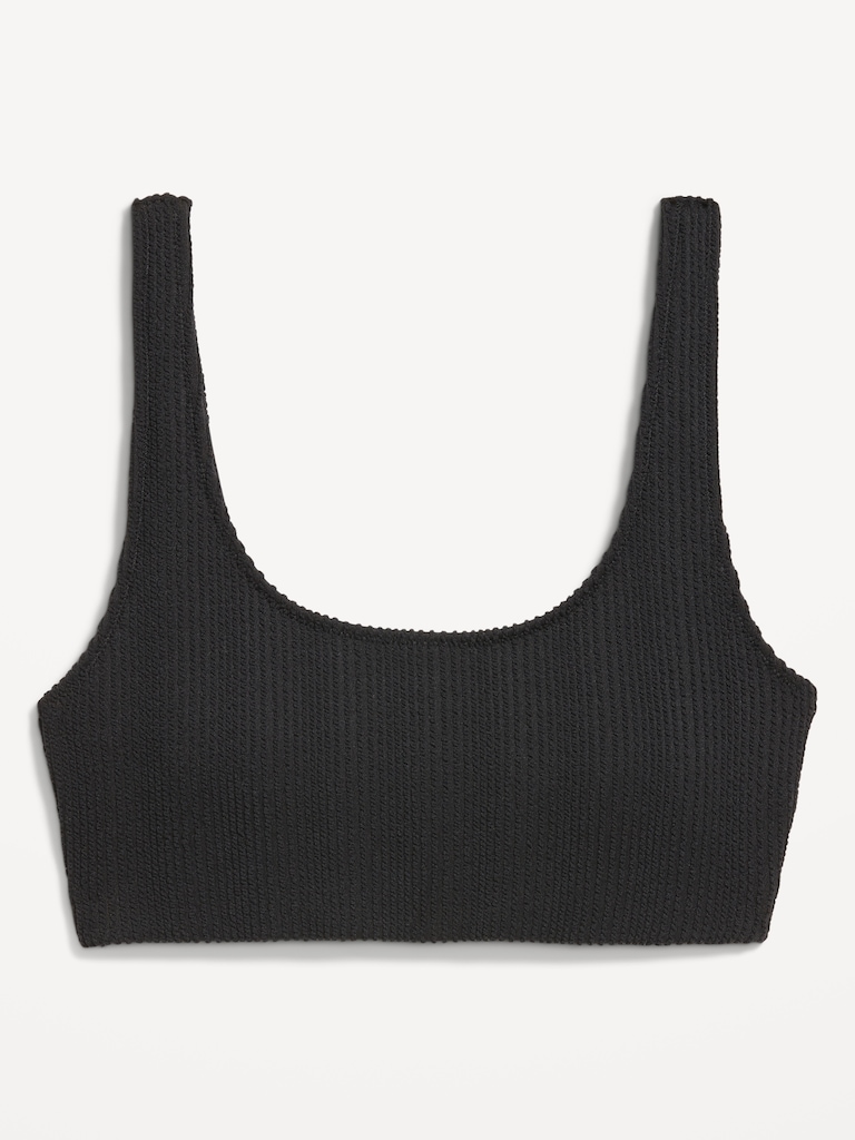 Ribbed Scoop-Neck Swim Top