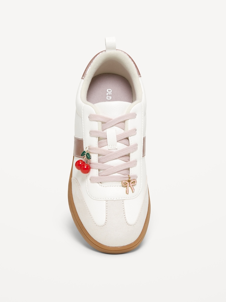 Faux-Suede Lace-Up Charm Sneakers for Girls