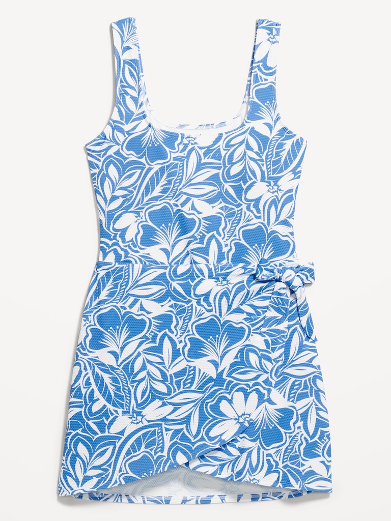 Pique Side-Tie Swim Dress