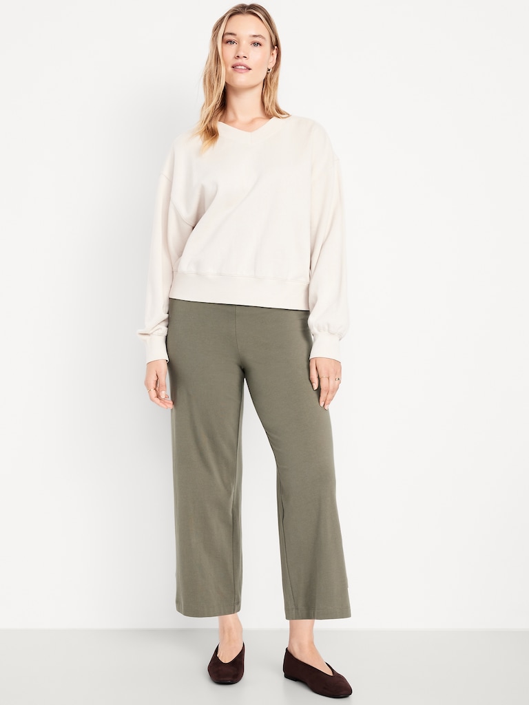 High-Waisted Fashion Wide-Leg Cropped Leggings