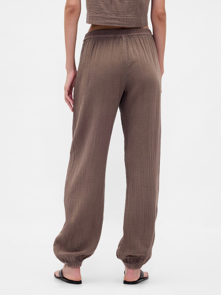 Cotton Gauze Barrel Joggers