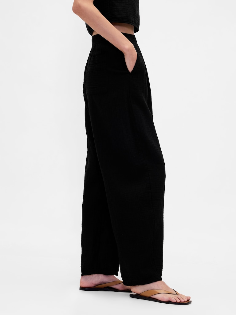 Cotton Gauze Easy Barrel Pants