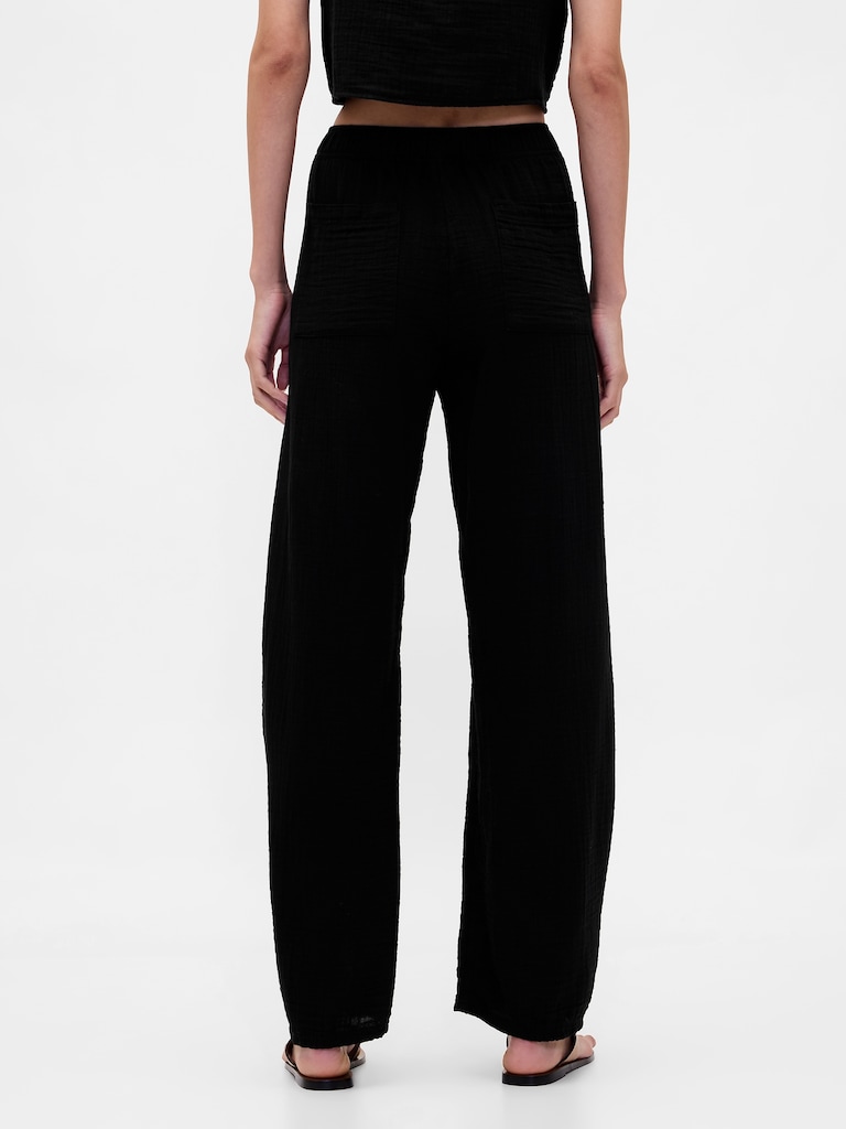 Cotton Gauze Easy Barrel Pants