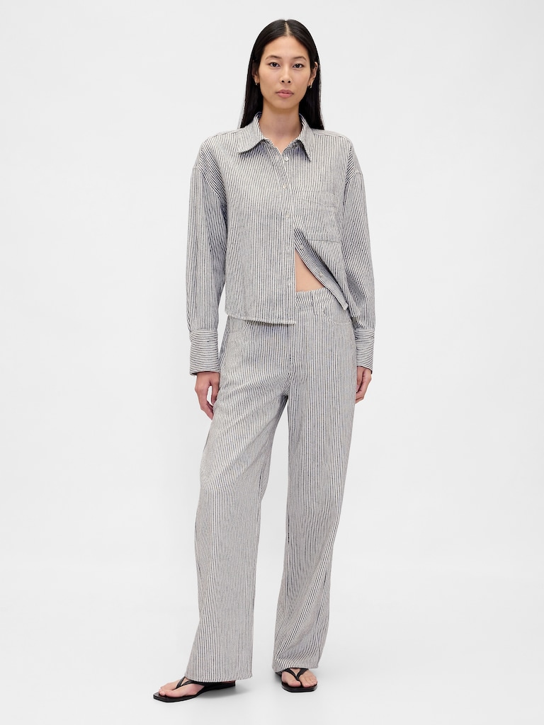 Linen-Cotton Oversized Shirt