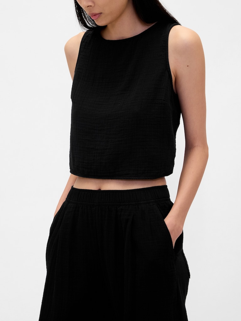 Cotton Gauze Easy Barrel Pants