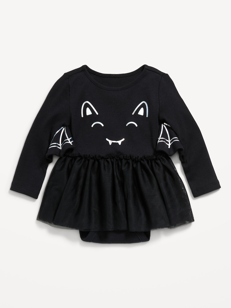 Long-Sleeve Graphic Bodysuit Tutu Dress for Baby