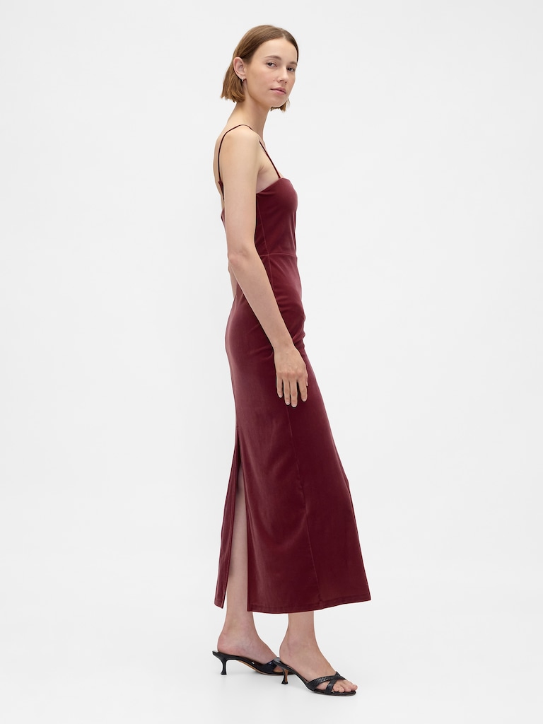 Velvet Square-Neck Maxi Dress