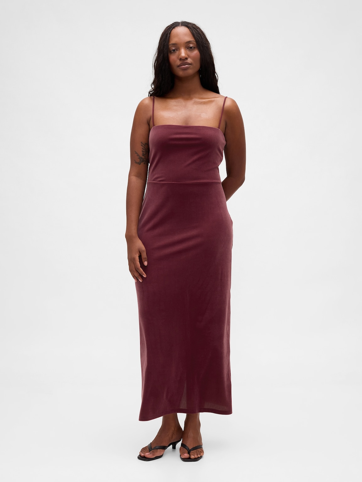 Velvet Square-Neck Maxi Dress