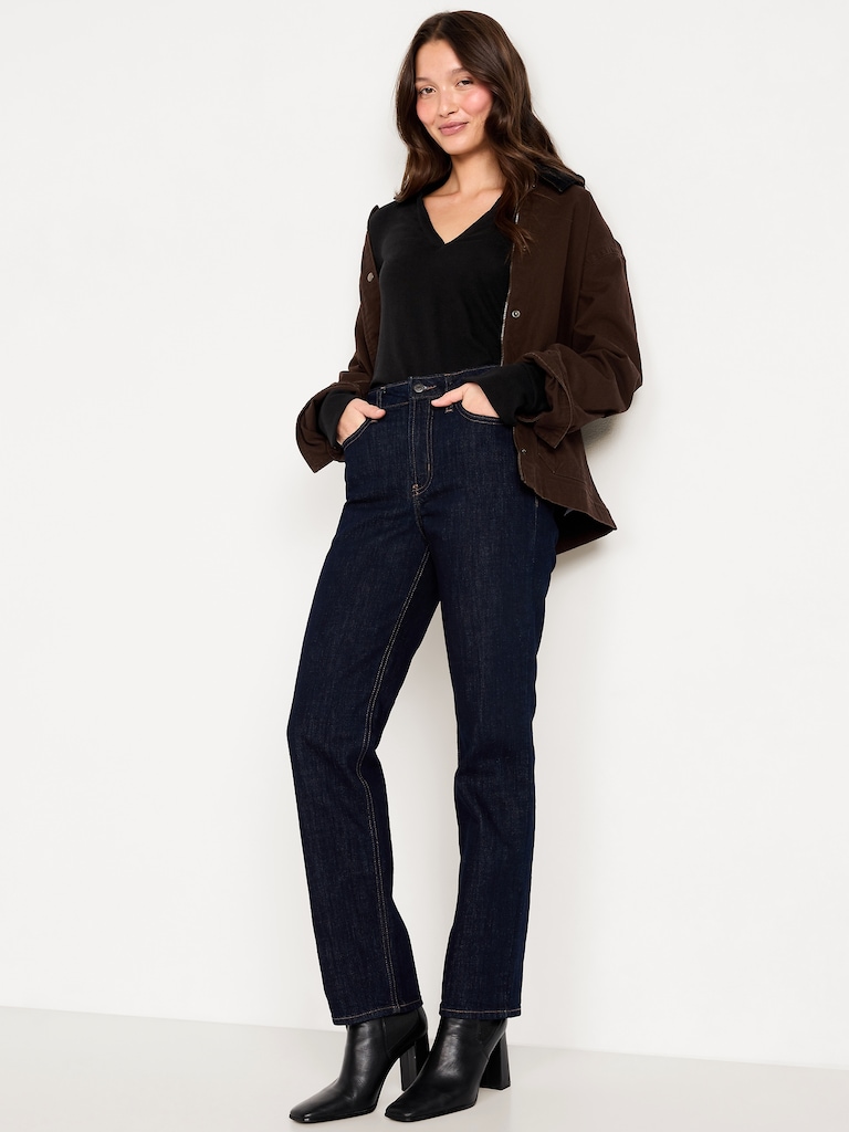 Split-Neck Long-Sleeve Pullover Shirt