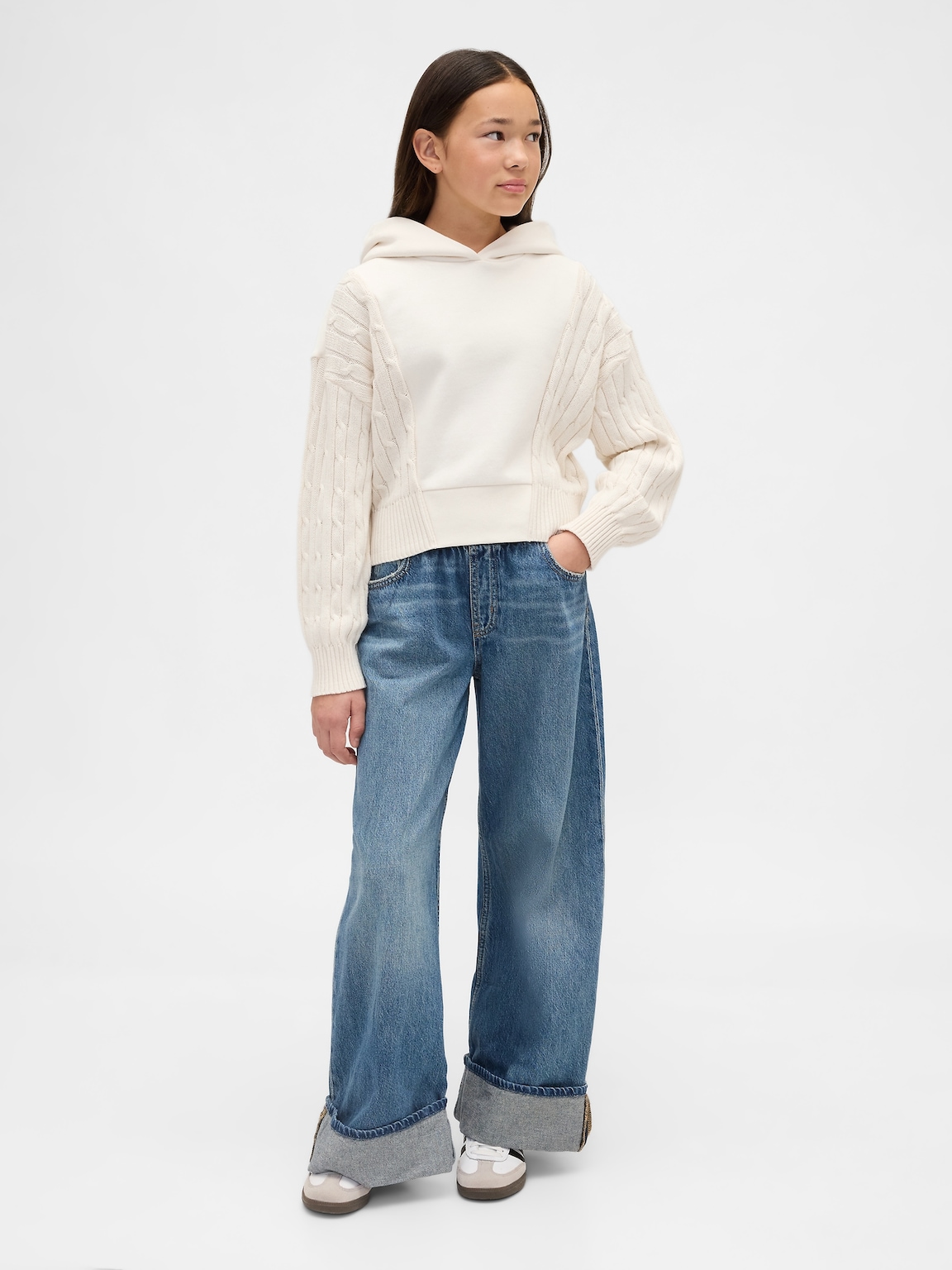 Kids VintageSoft Mixed Media Hoodie