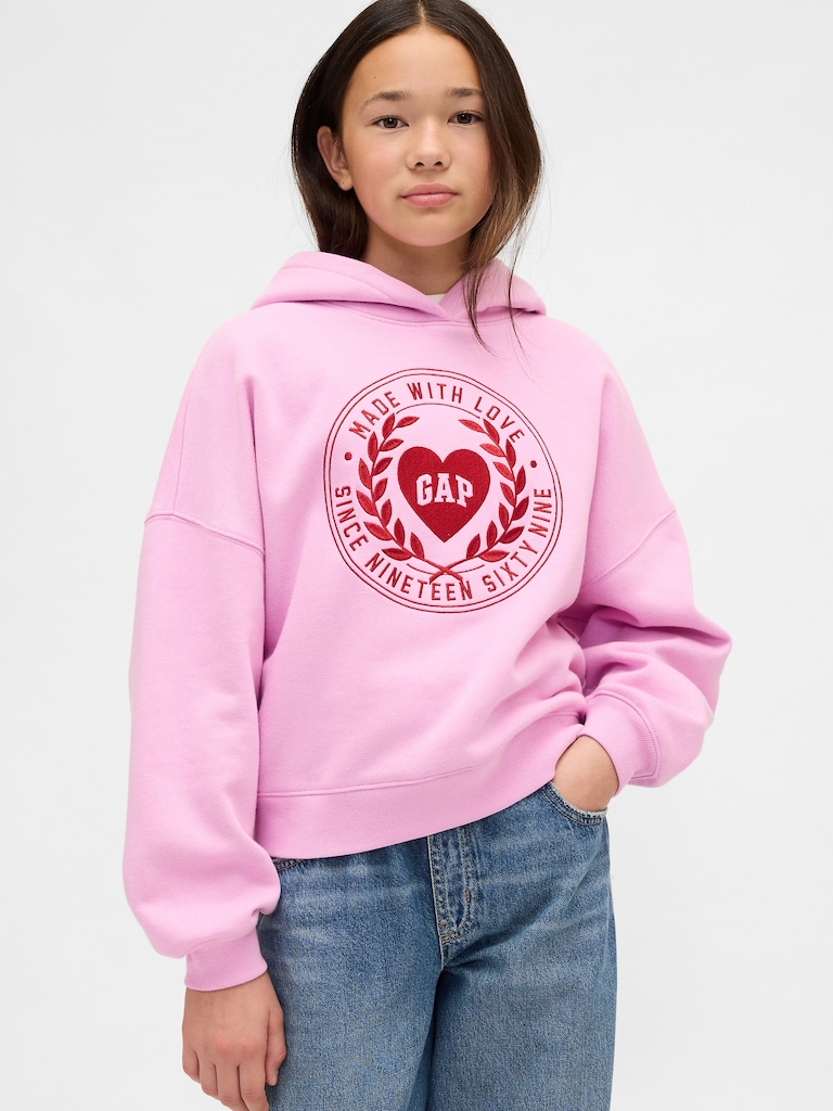 Kids VintageSoft Oversized Heart Logo Hoodie