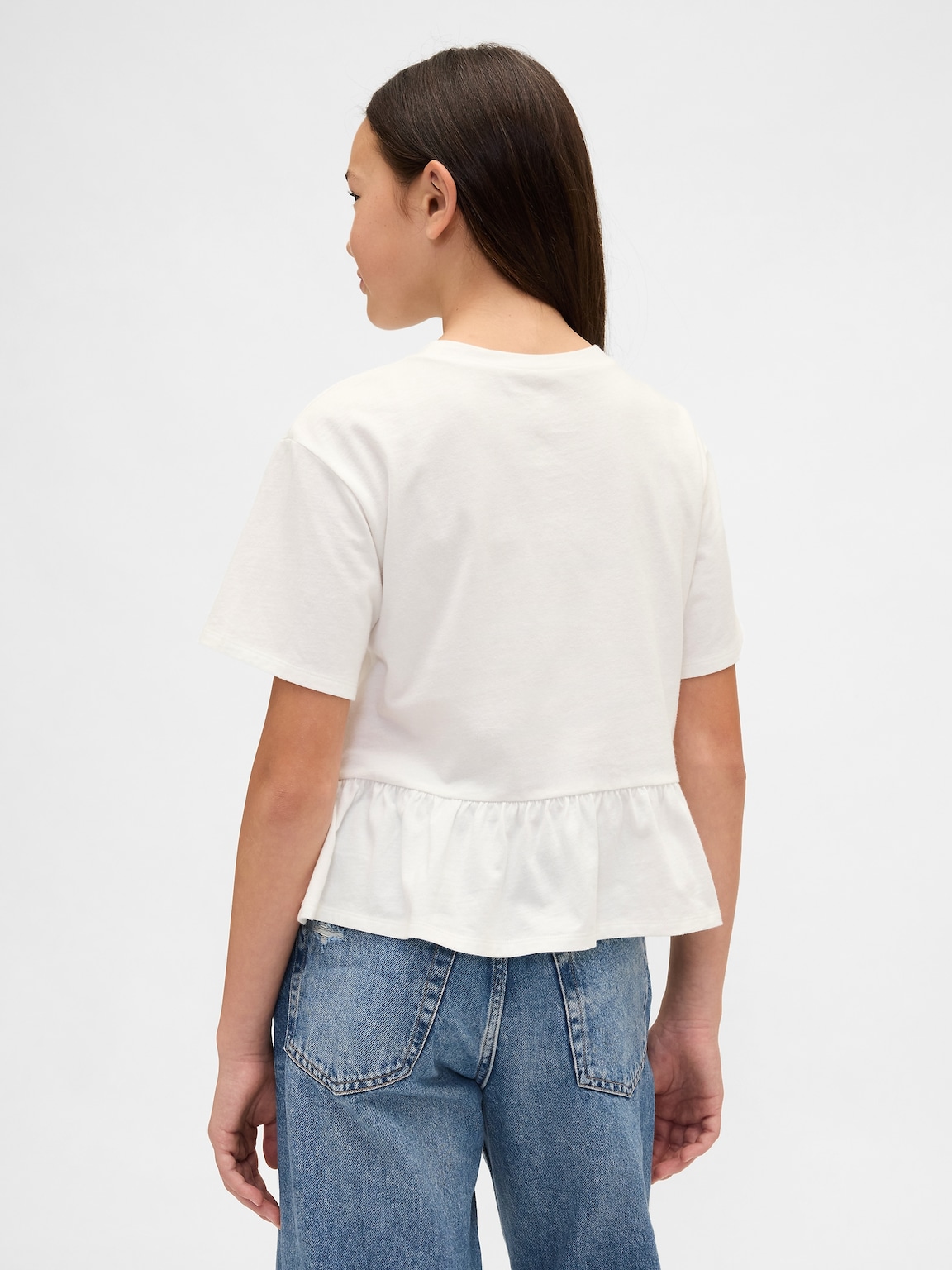 Kids Lace-Trim Peplum T-Shirt