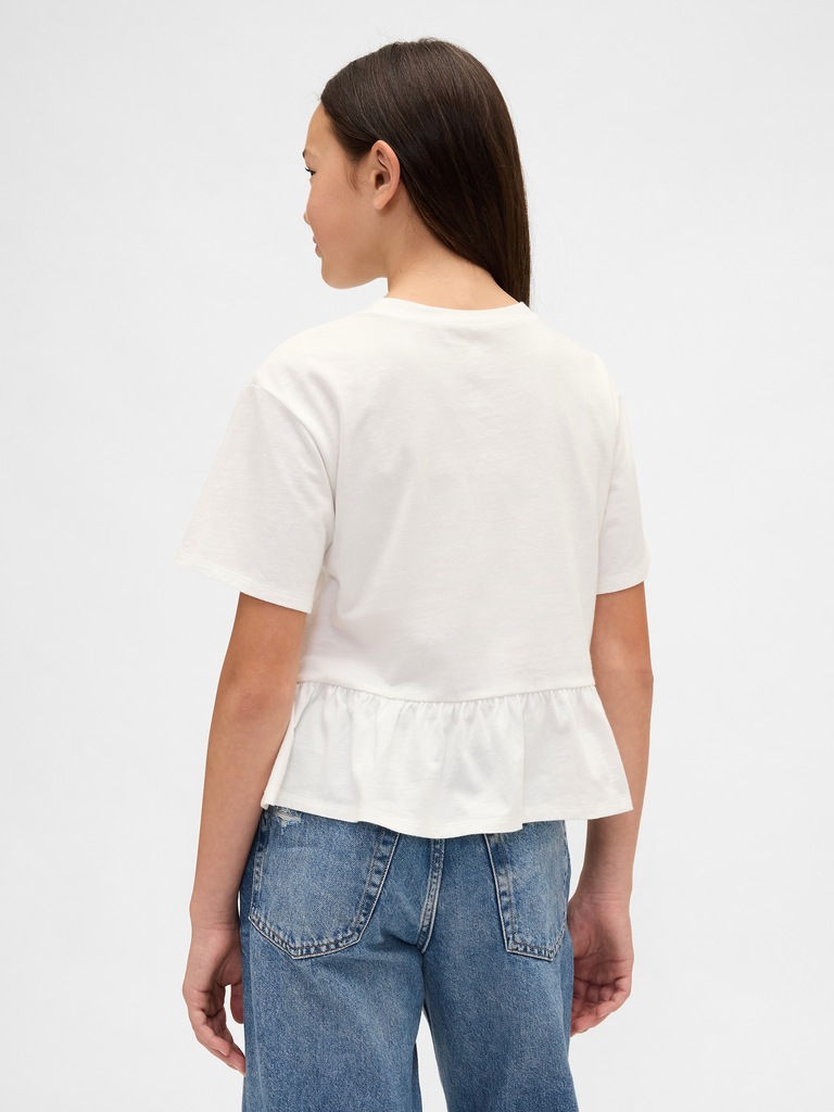 Kids Lace-Trim Peplum T-Shirt