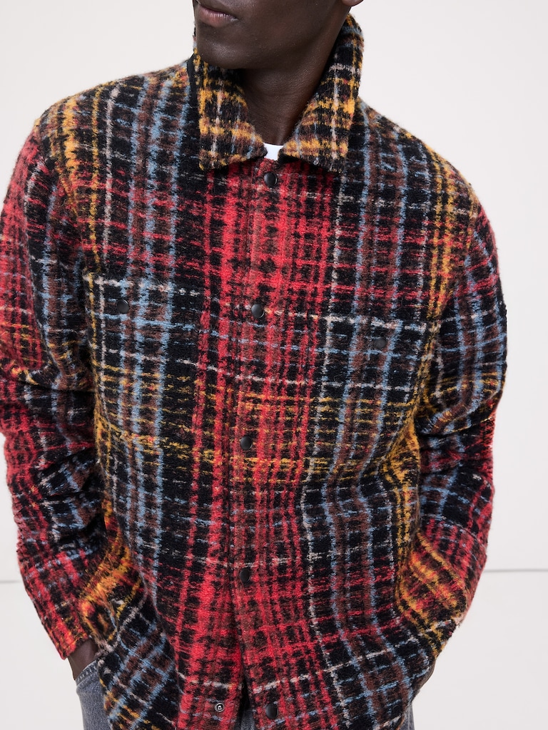 Plaid Bouclé Shirt Jacket