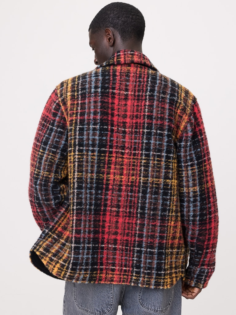 Plaid Bouclé Shirt Jacket