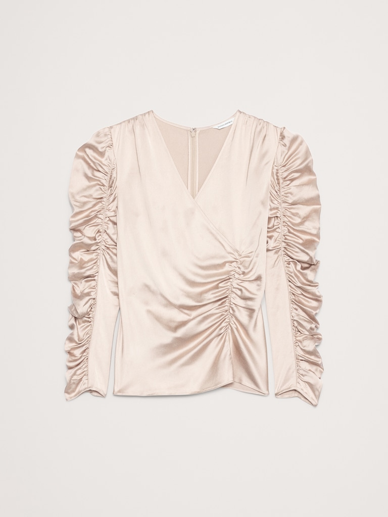 Stretch-Satin Ruched Top