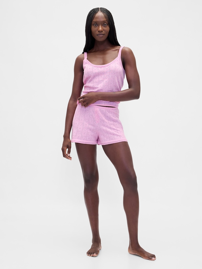 Lightweight CashSoft Pointelle Heart PJ Shorts