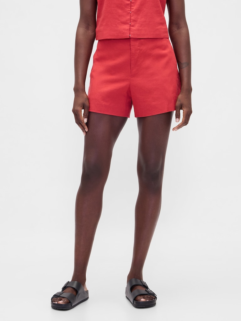 4" Mid Rise Linen-Blend Shorts